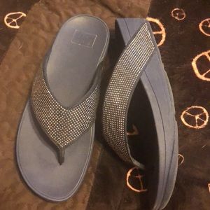 Sparkly Navy Blue Fit Flops. Size 9